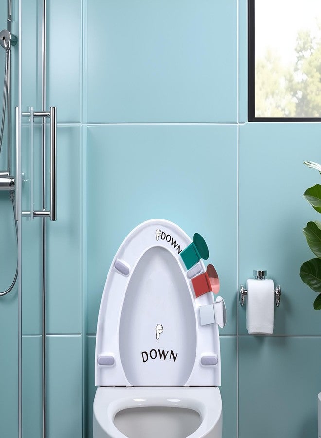 Bwexxt 3Pcs Toilet Seat Lifter with 1Pc Toilet Seat Stickers Decals, Holder Lift Tools Bathroom for Home,Hotel,Office,Restaurant, Public, Lid Decals Convenient Set: Accessories - Image 3